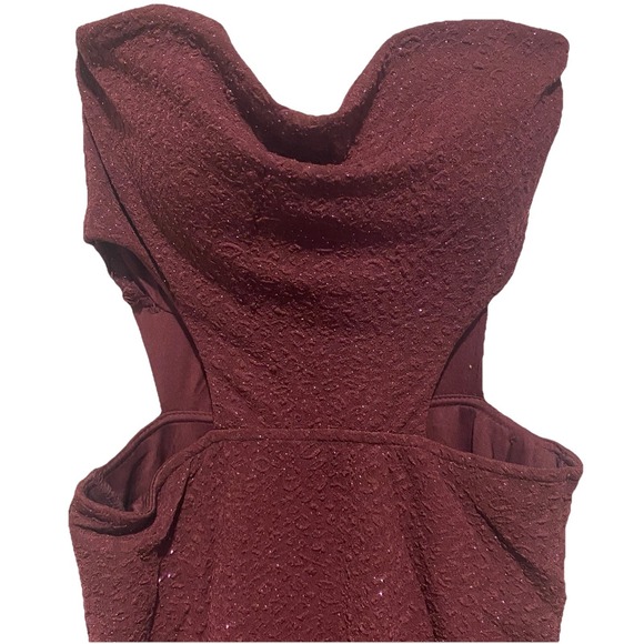 Windsor New With Tag Burgundy Strapless Sweetheart ‎ Glitter Mini Dress Size M - Picture 2 of 15
